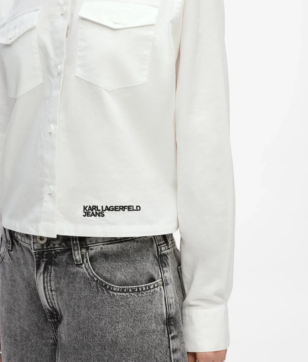 Karl Lagerfeld Logo Oxfordhemd mit Brusttaschen