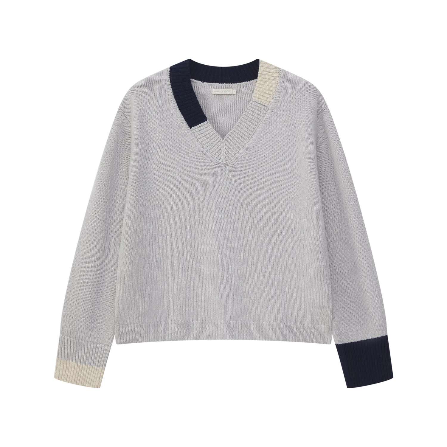 Senatex Merinopullover V-Ausschnitt Beige Combo Gr M
