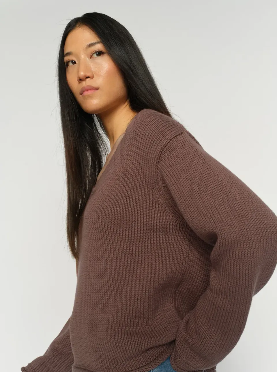 Mos Mosh MMBine V-Neck Strickpullover Coffee Quartz