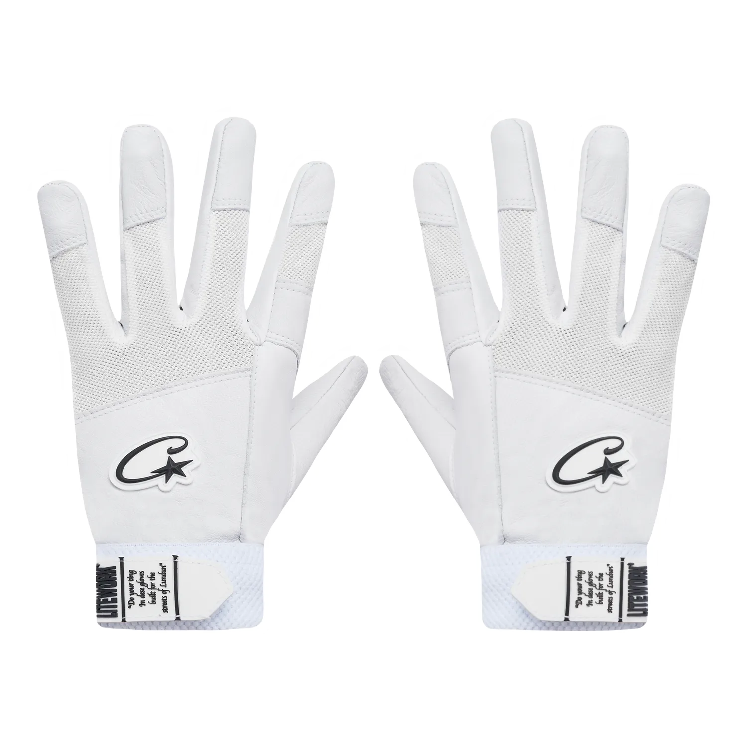 Corteiz Leather Gloves Lederhandschuhe White Grifffläche