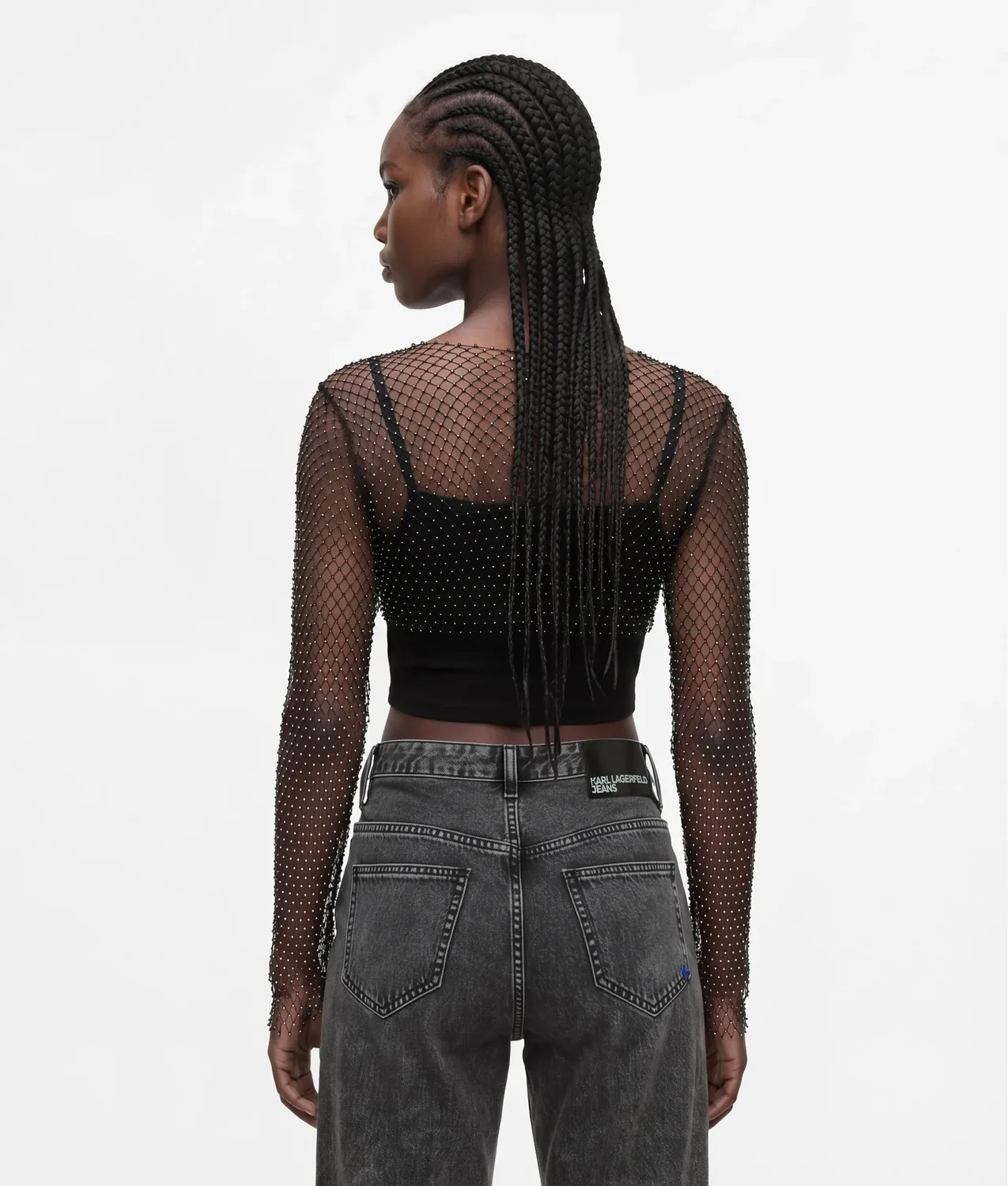 Karl Lagerfeld KL Jeans Chainmail Mesh Top Cropped