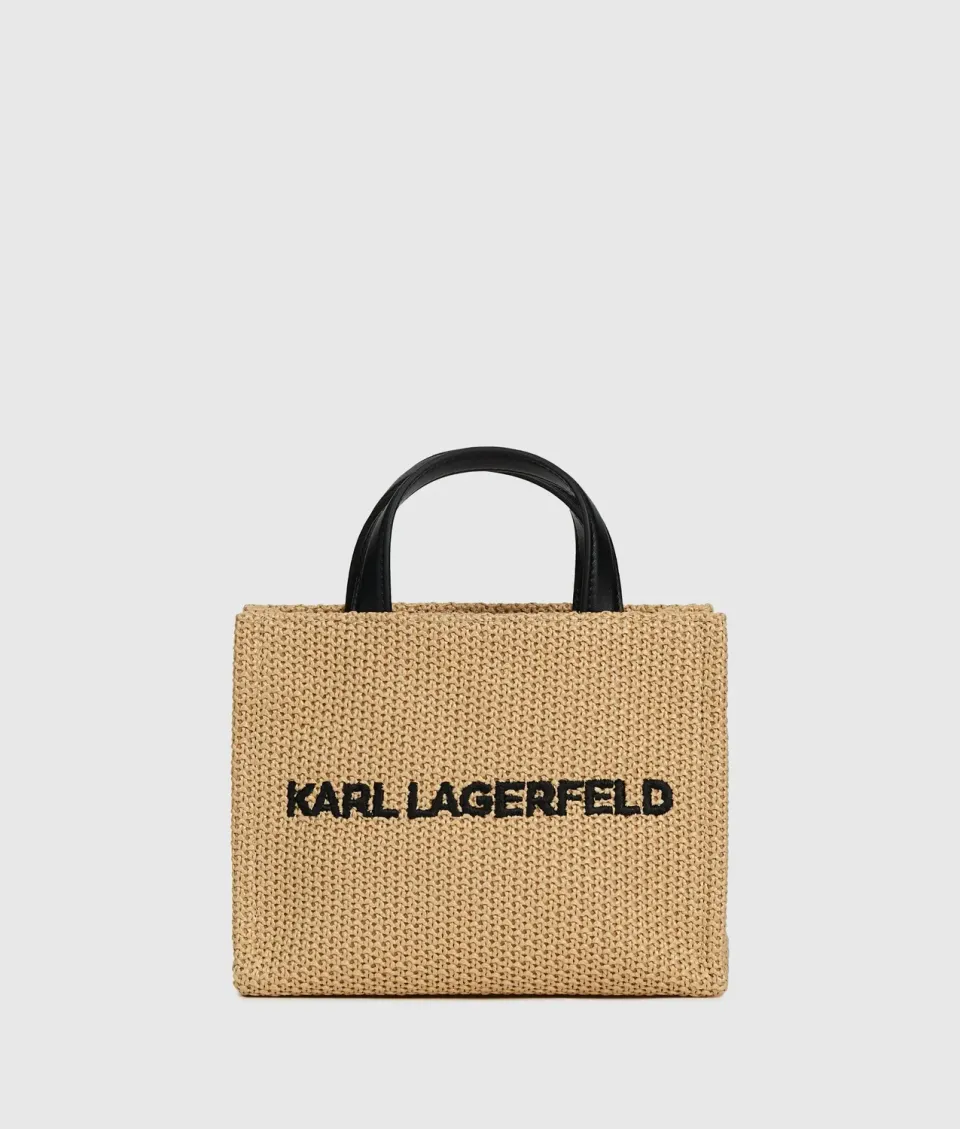Karl Lagerfeld Logo Strandtasche geflochten eckig