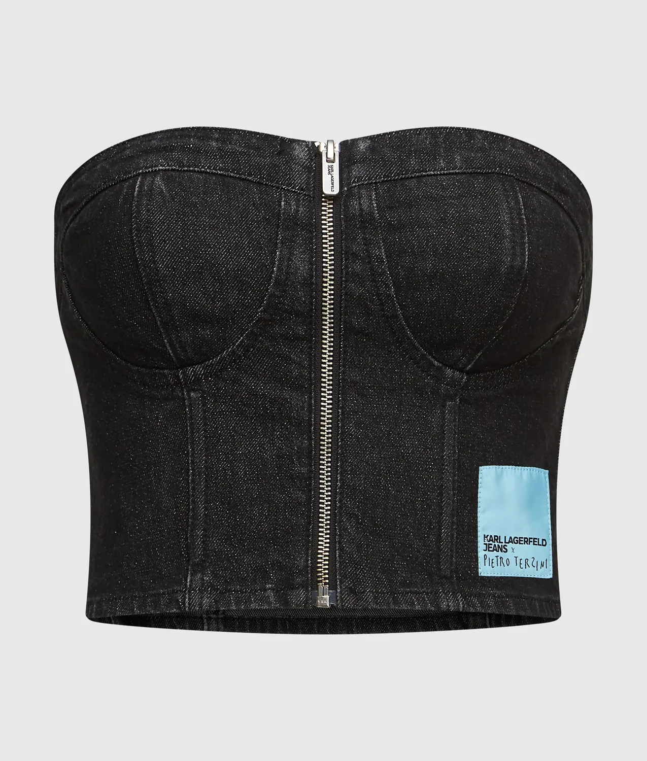 Karl Lagerfeld x Terzini Bandeau Top Denim Rückenprint
