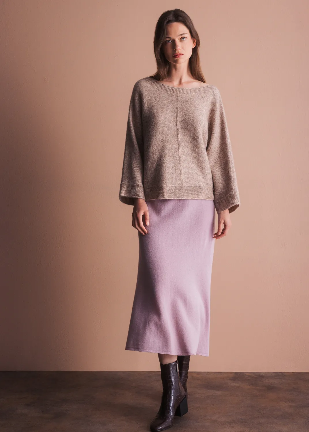 Senatex Pullover U-Ausschnitt Hazelnut Wolle Alpaka
