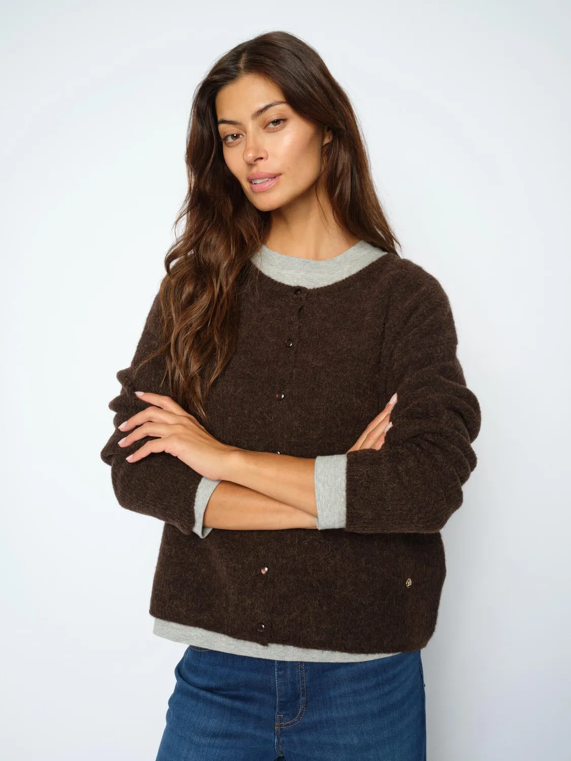Mos Mosh MMAlmine Strickjacke Grey Melange Alpaka