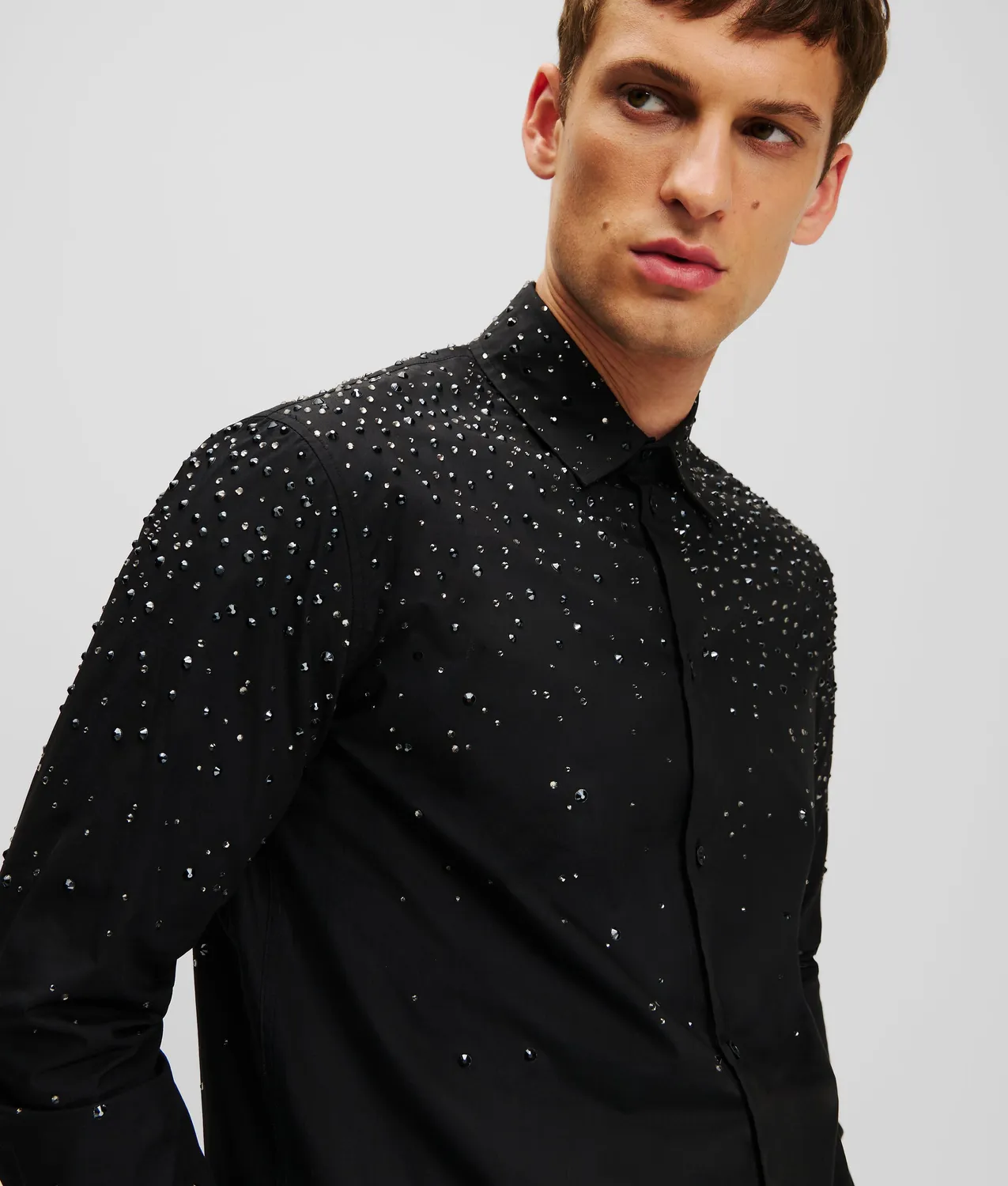 Karl Lagerfeld Rhinestone Dégradé Hemd schwarz mit Strass