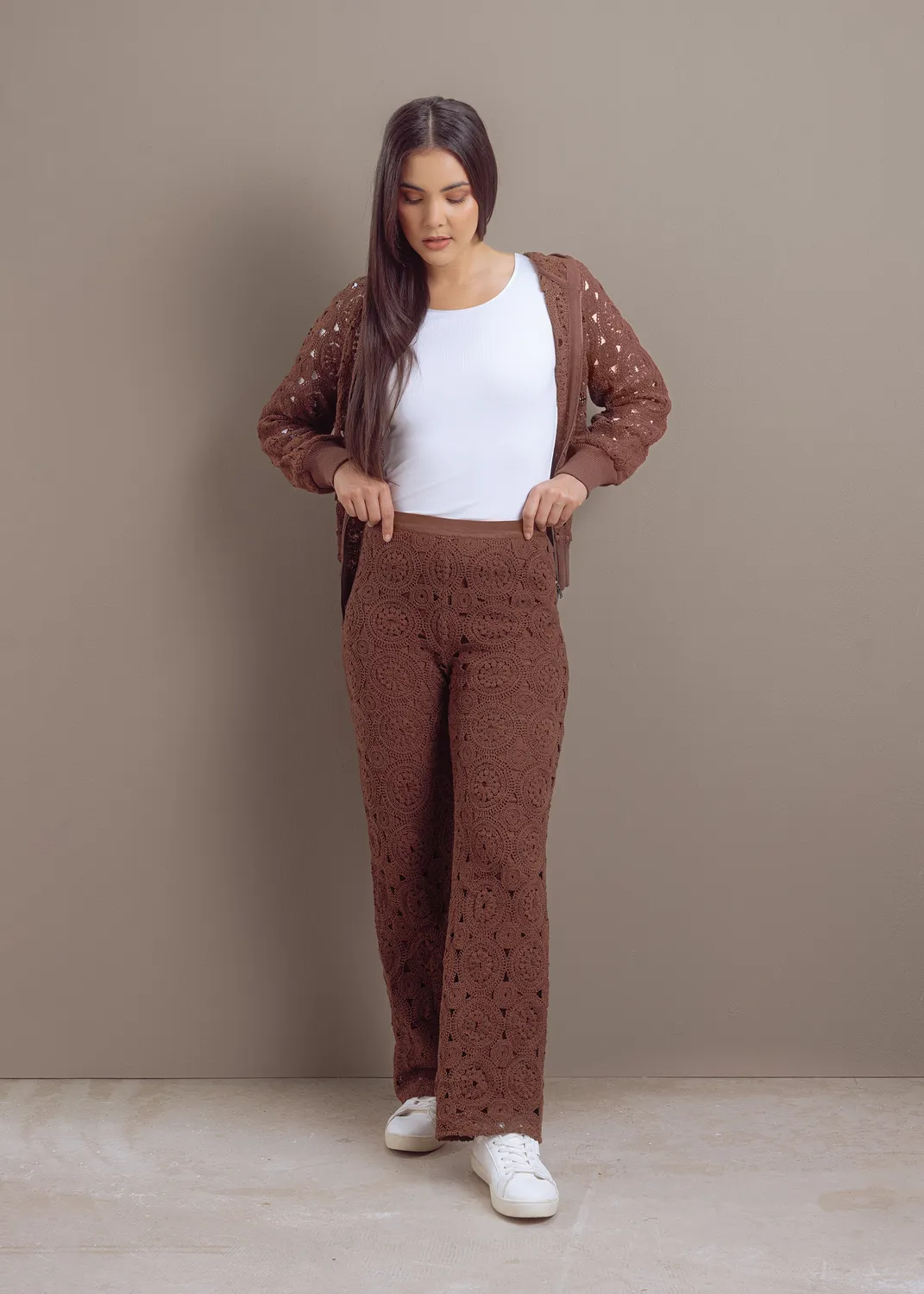 Senatex Häkelhose Bark Baumwolle Boho weit