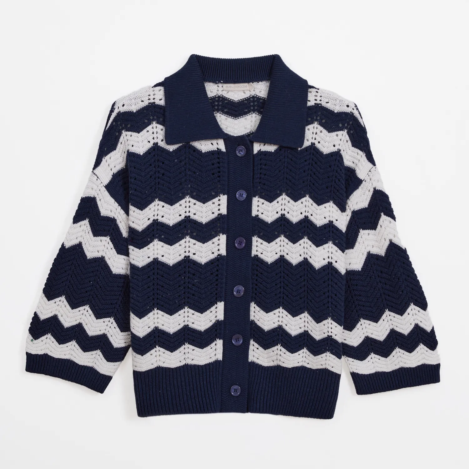 Senatex Strickcardigan Zickzack Indigo Combo Baumwolle