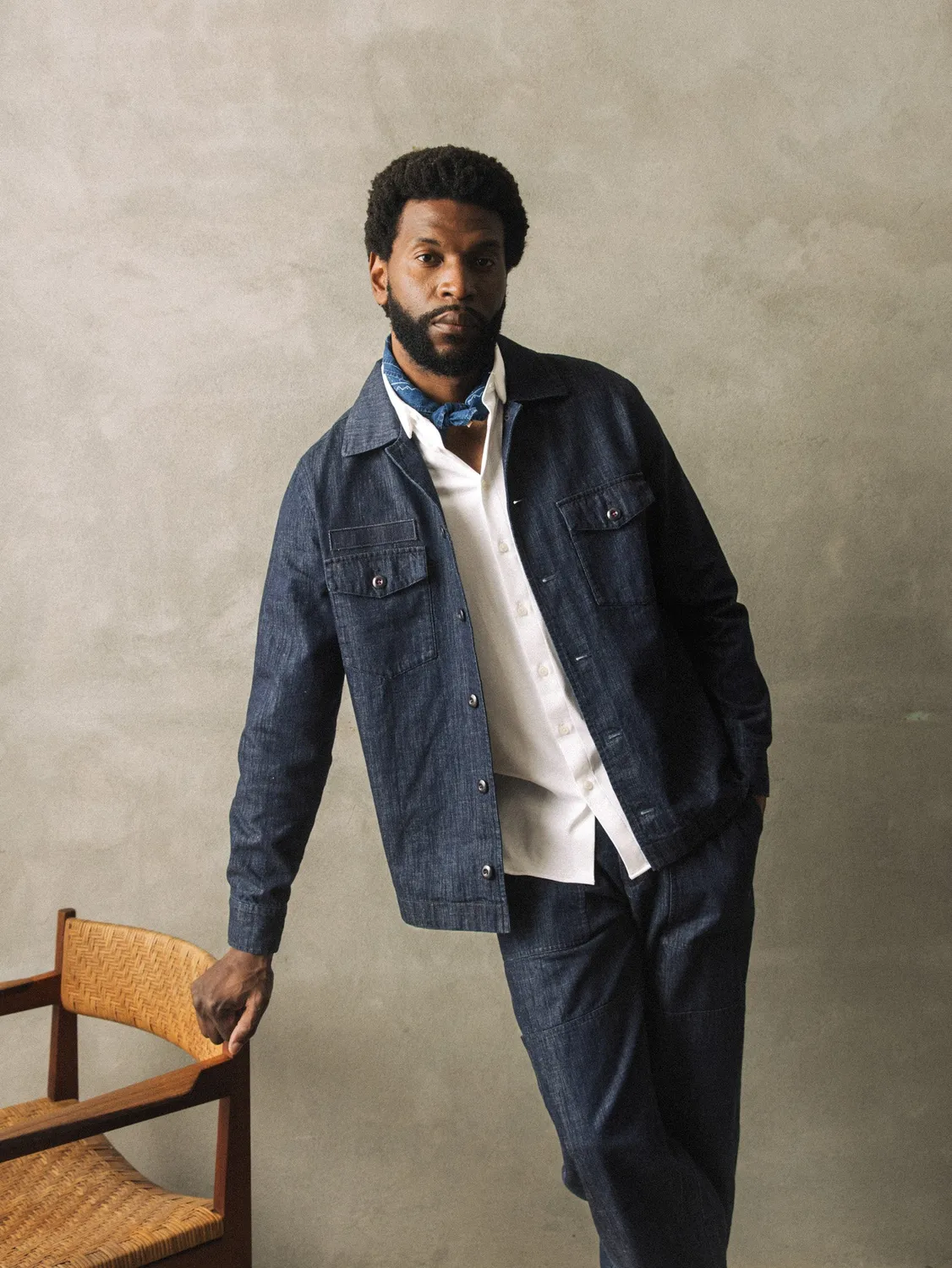 Mos Mosh MMGMarcello Chambray Overshirt Indigo S-XXL
