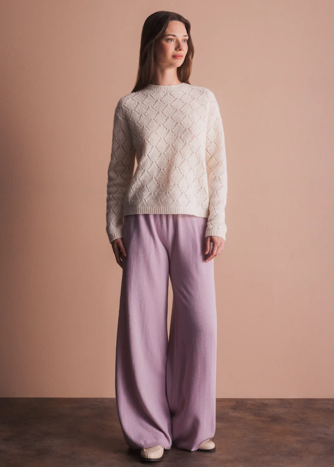 Senatex Pullover Ajourmuster Cream Baumwoll-Mix