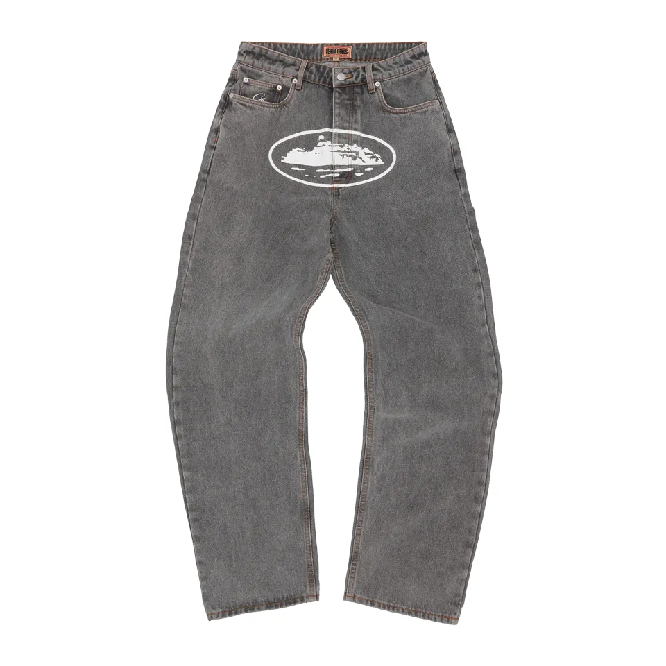 Corteiz Island Baggy Jeans Light Grey 28-38 Denim