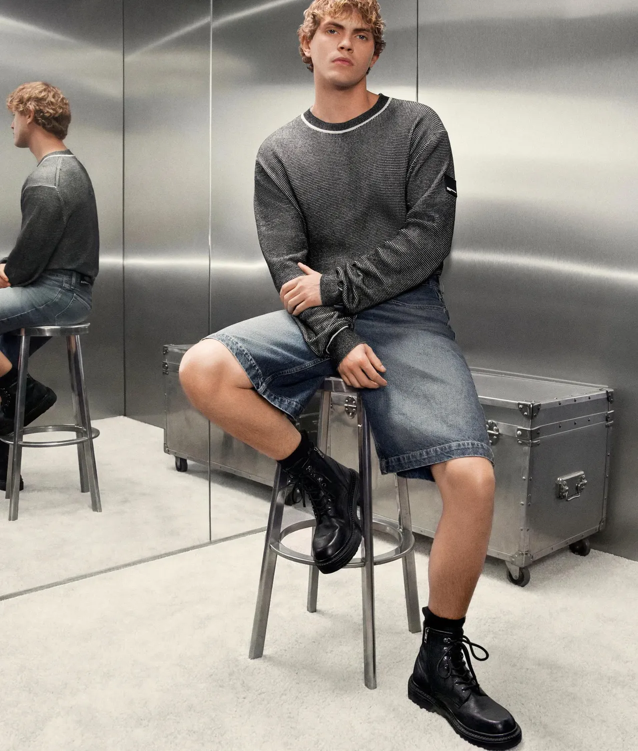 Karl Lagerfeld KL Jeans Waffle Knit Pullover Herren