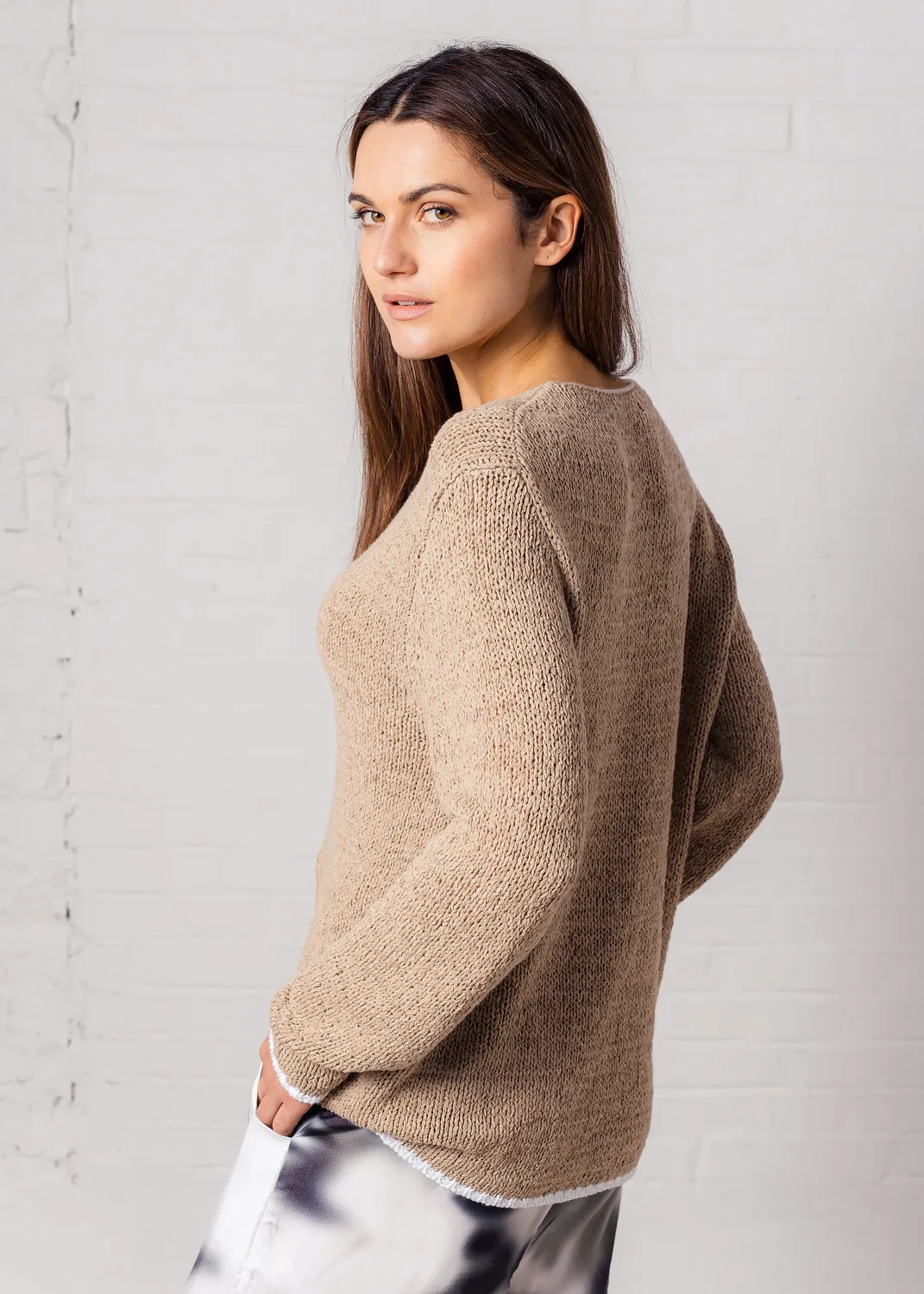Senatex Pullover V-Ausschnitt Earth Combo grobstrick