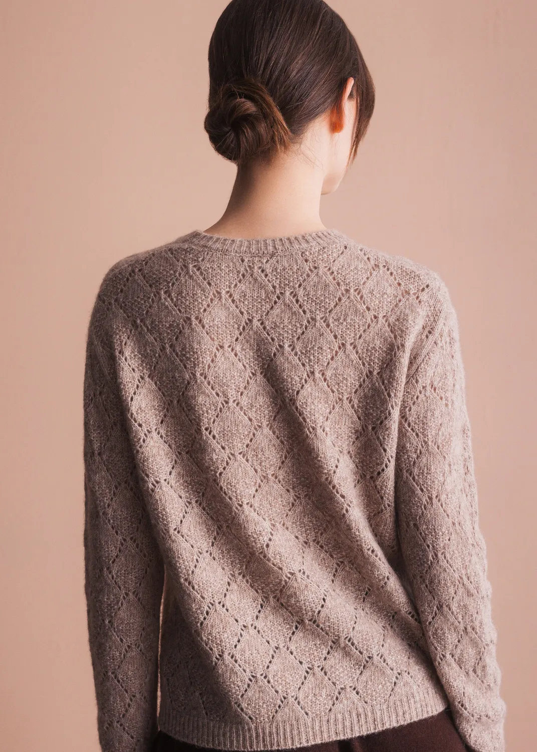 Senatex Pullover Ajourmuster Cream Baumwoll-Mix