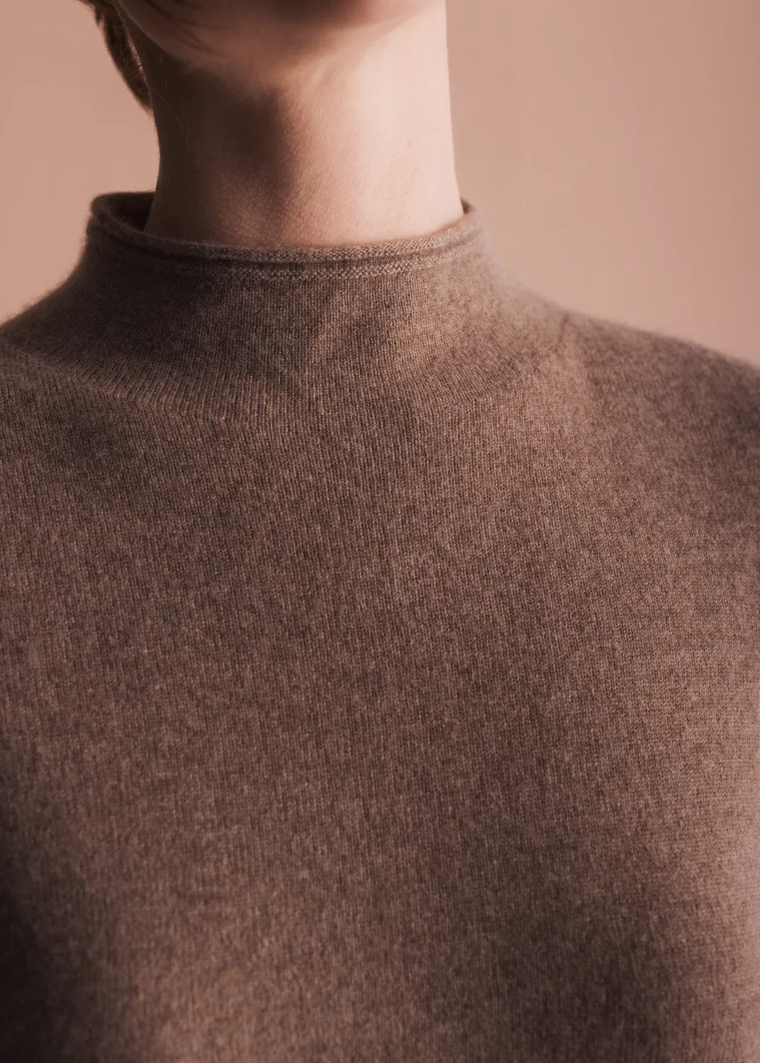 Senatex Stehkragen Pullover Kaschmir Hazelnut