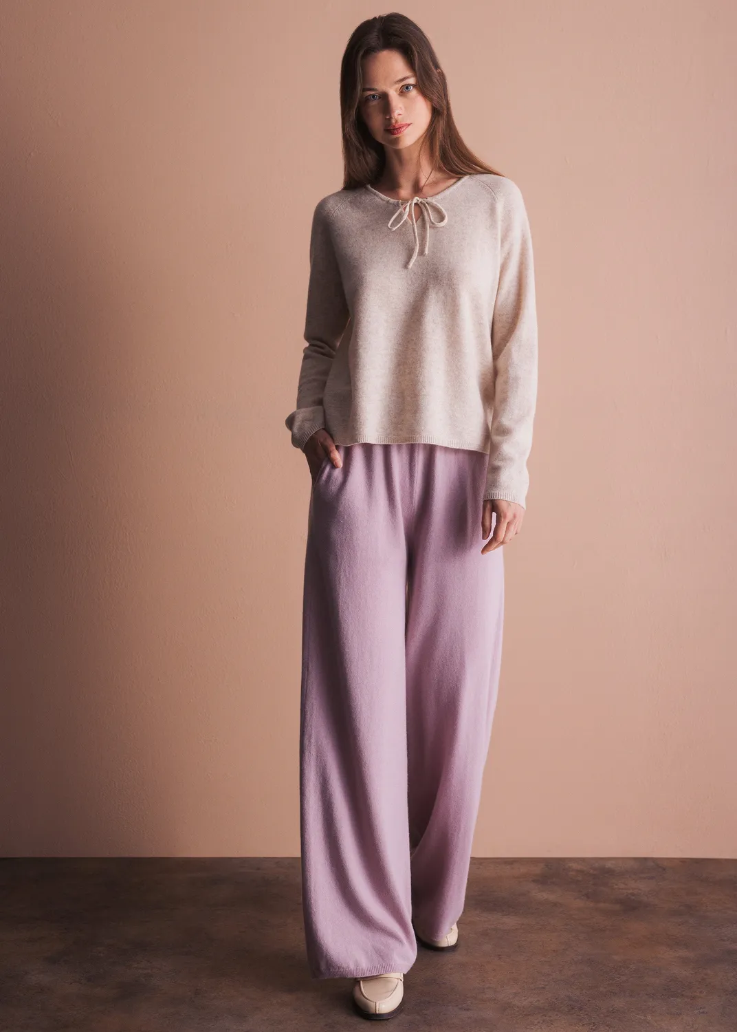 Senatex Pullover Bindeband Rundhals Moss Merinowolle
