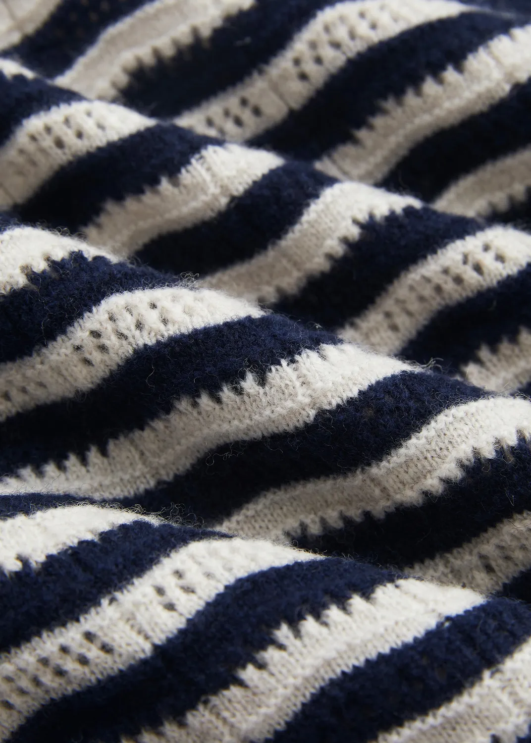 Senatex Streifenpullover mit Kragen Pullover Navy Combo Merinowolle