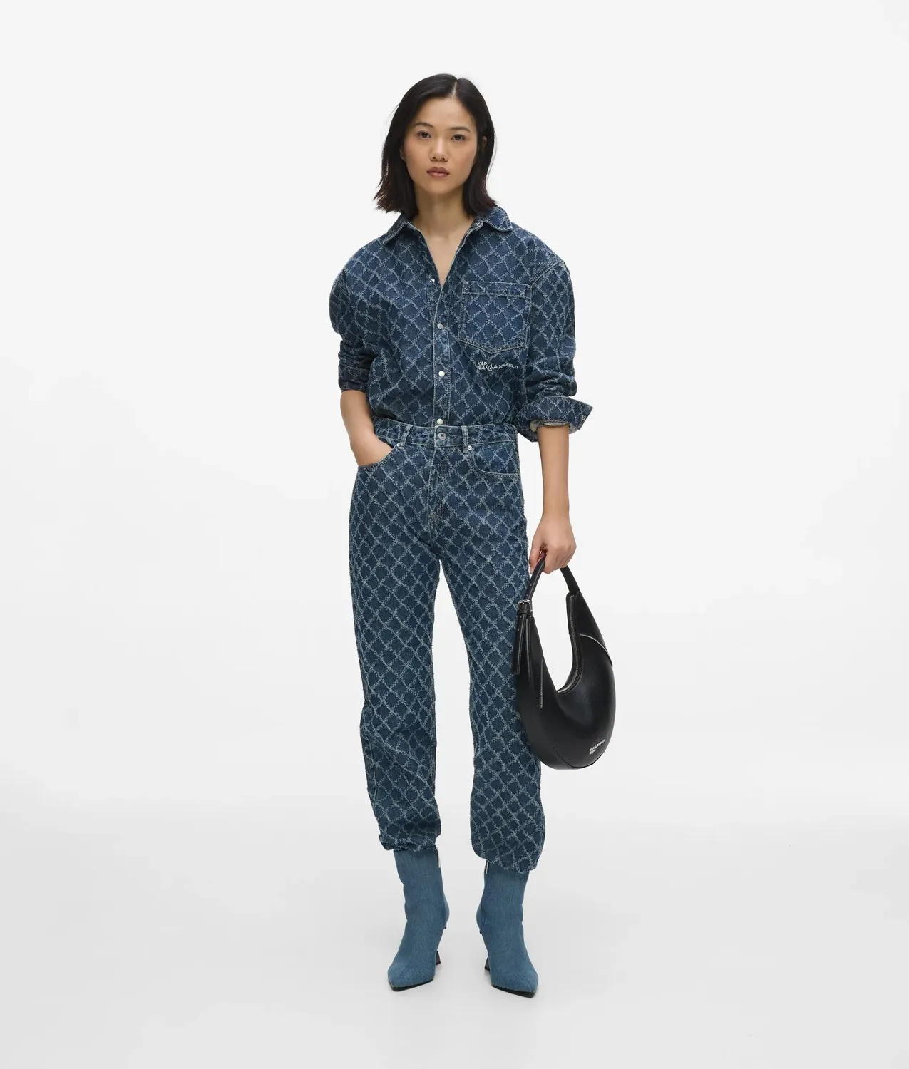 Karl Lagerfeld Eyewear Argyle High-Rise Straight Jeans Damen