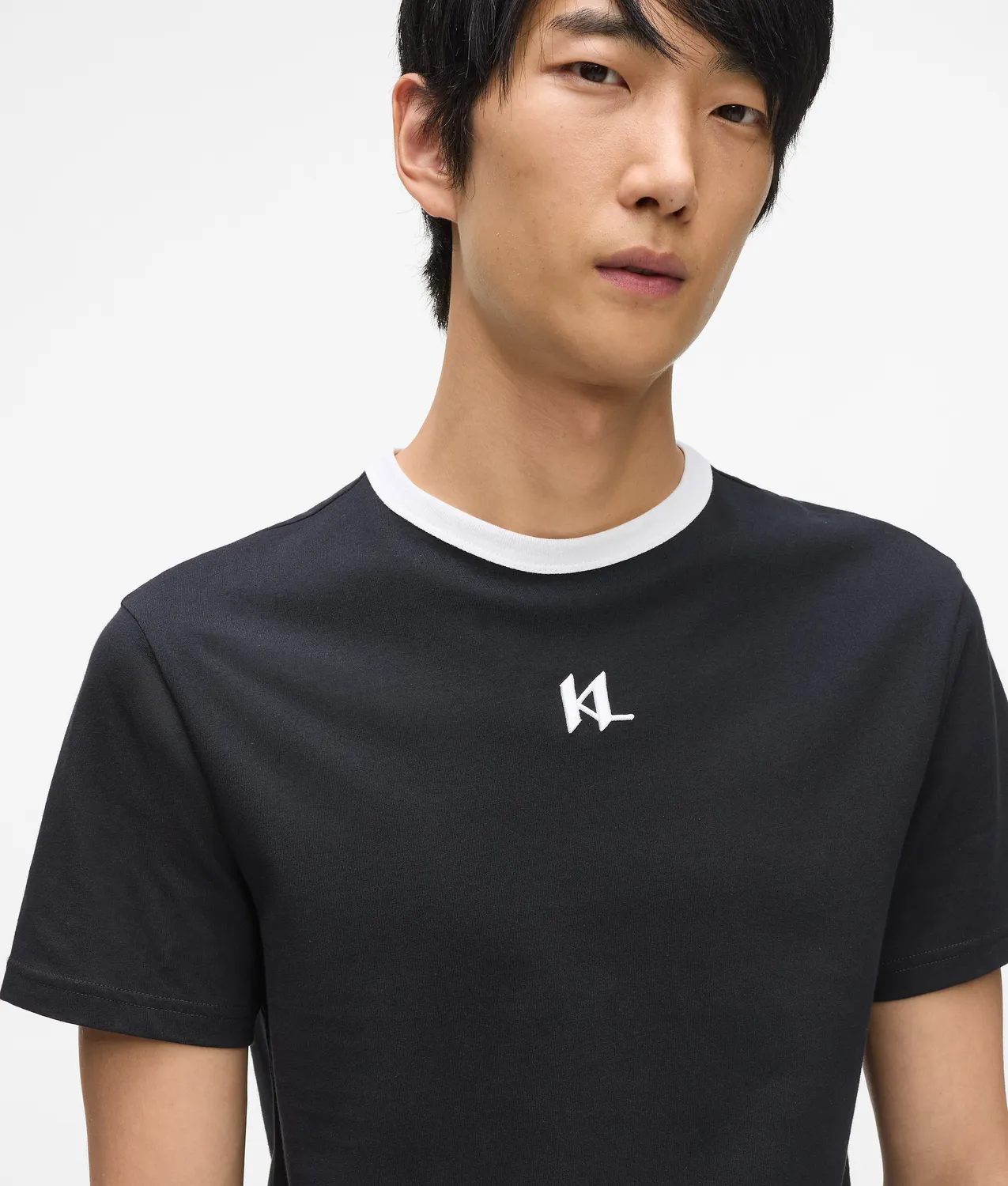 Karl Lagerfeld Monogram Slim T-Shirt mit Stickerei
