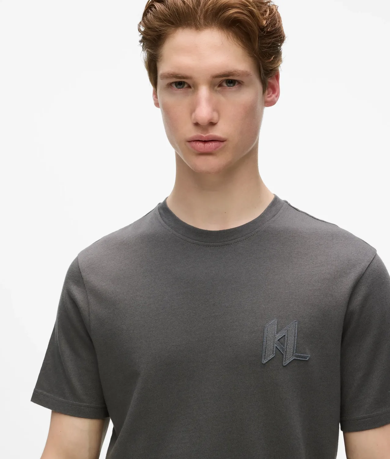 Karl Lagerfeld Monogram T-Shirt Wollmix Rundhals Ton-in-Ton