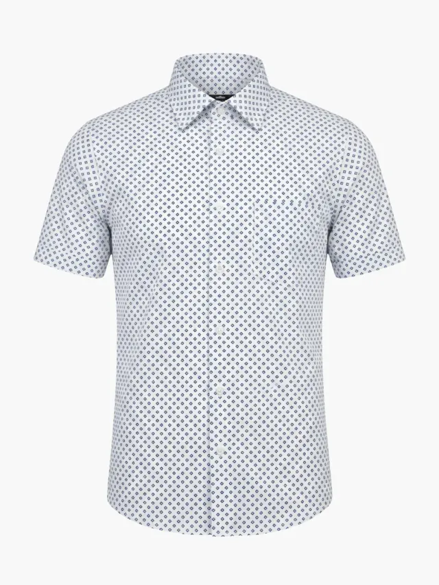 Gloriette Kurzarmhemd Windsor Rauten Fashion Fit Blau