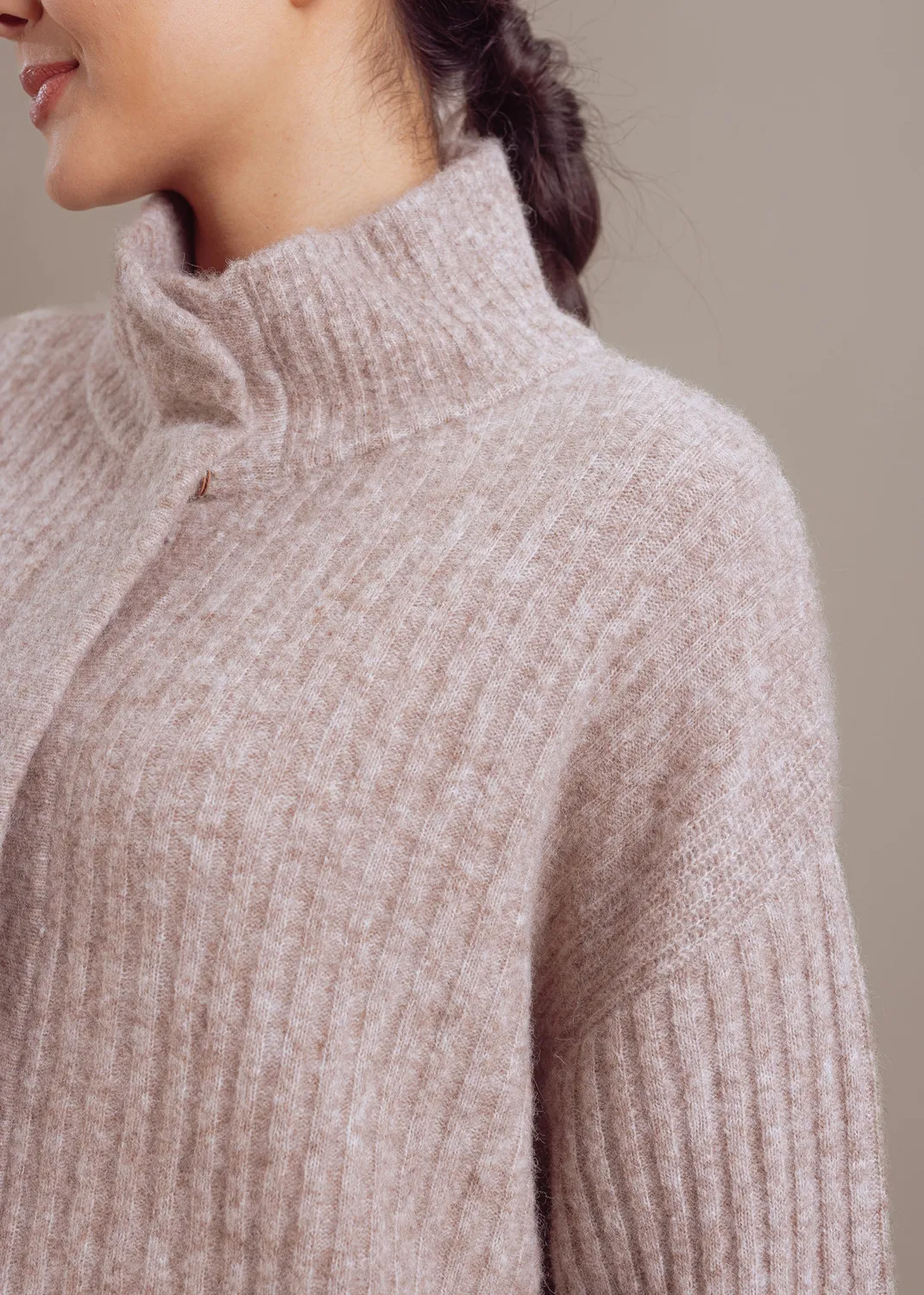 Senatex Strickjacke mit Stehkragen Cardigan Stone Alpaka-Mix