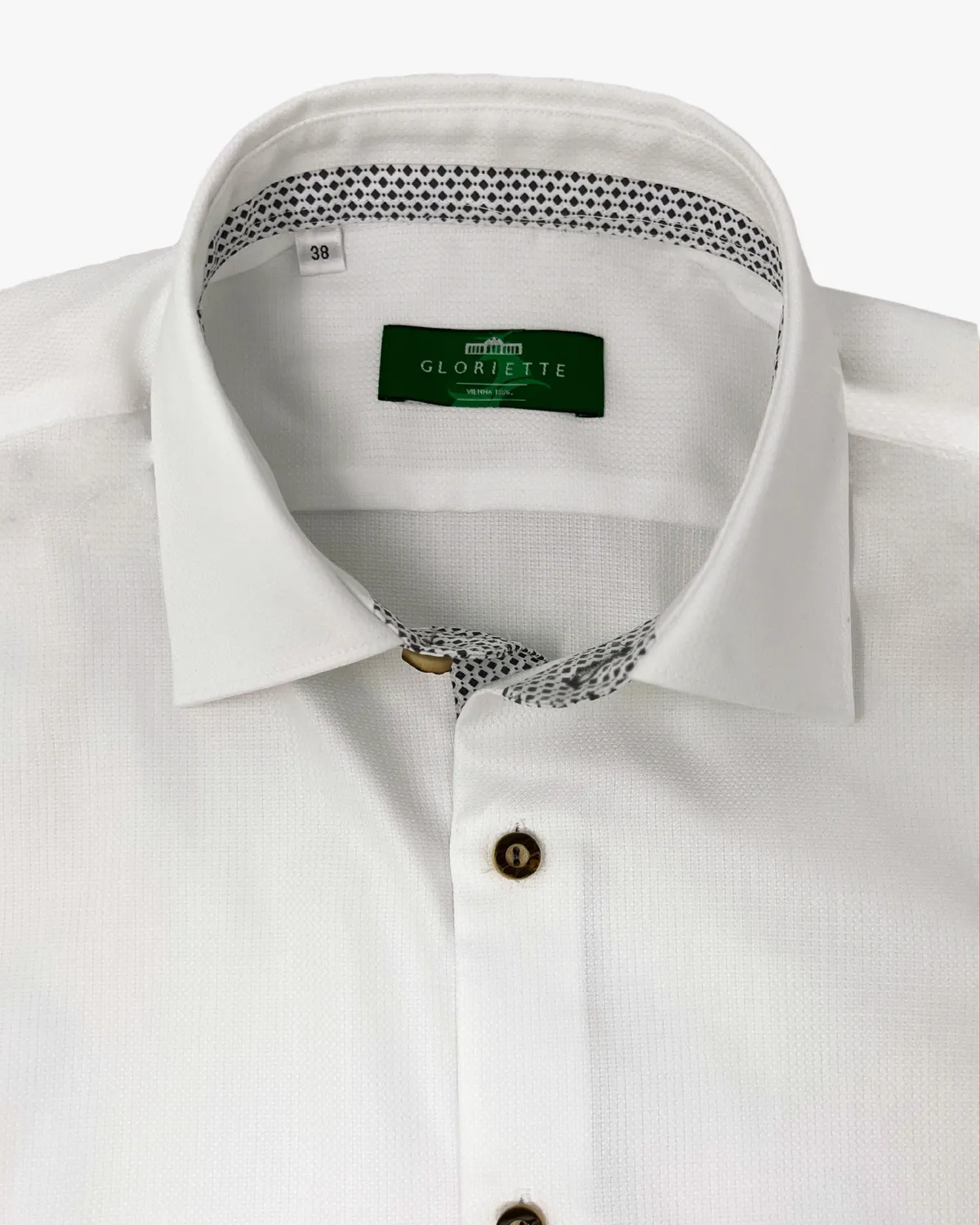 Gloriette Classic Windsor Trachtenhemd Weiß Comfort Fit Bio