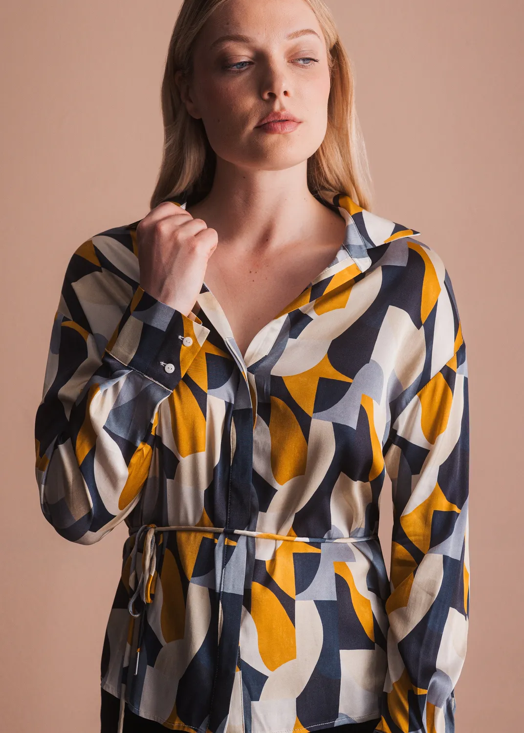 Senatex Bluse Grafikprint EcoVero Viskose Midnight Curve