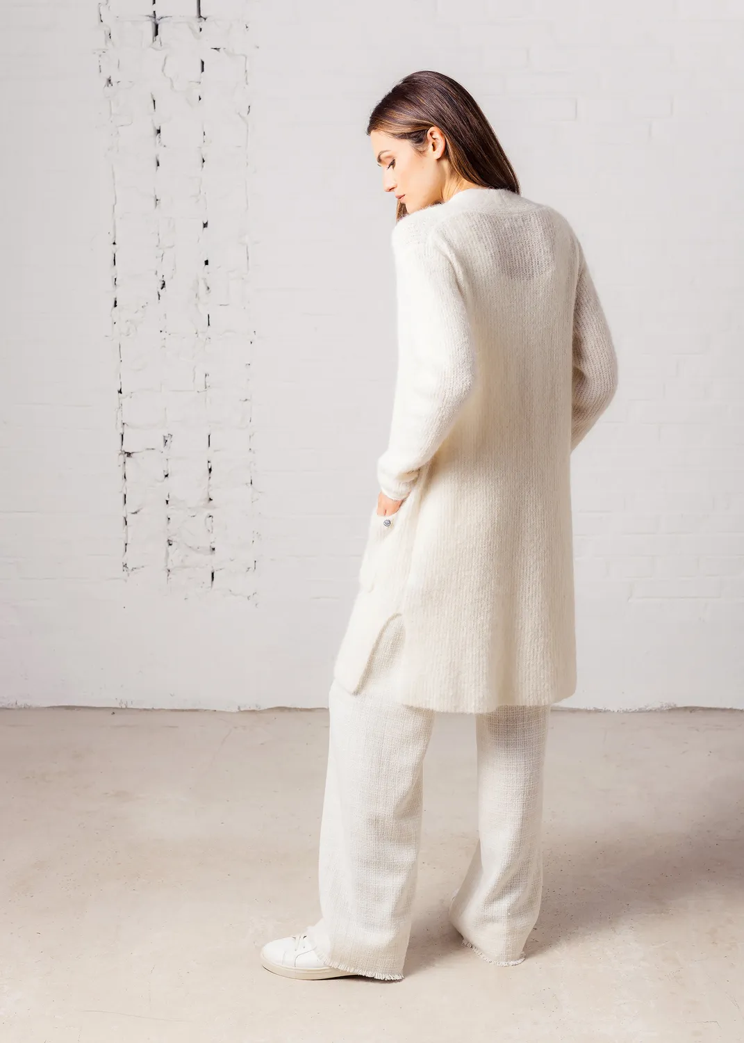 Senatex Strickjacke Cream Alpaka-Mix mit Taschen