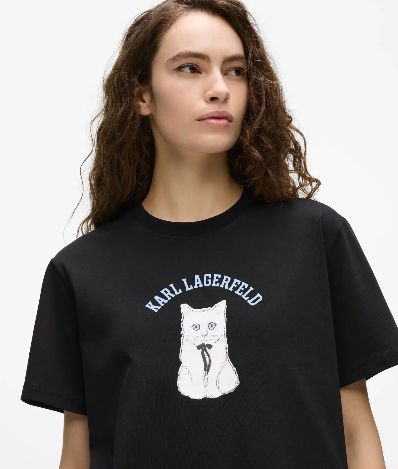 Karl Lagerfeld Ikon Choupette Sketch T-Shirt Bio-Baumwolle