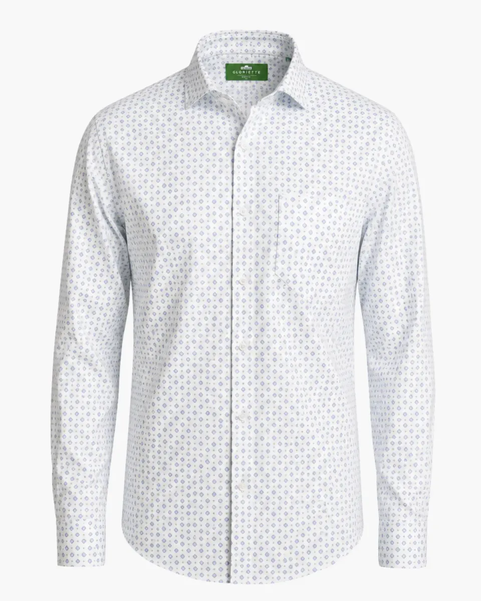 Gloriette Trachtenhemd Punkte Hellblau Fashion Fit Langarm