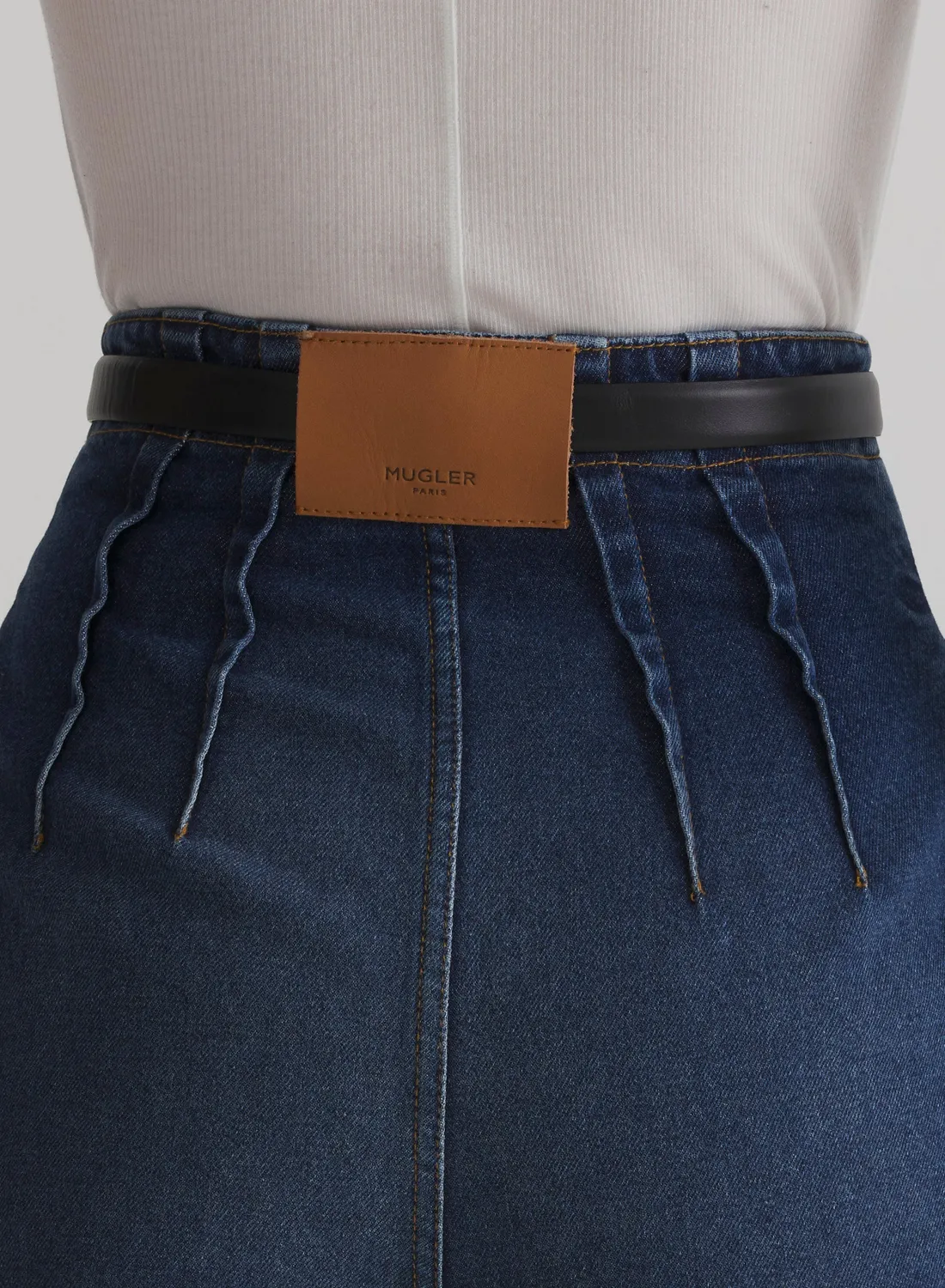 Mugler Stirrup Cigarette Jeans Washed Denim High-Waist