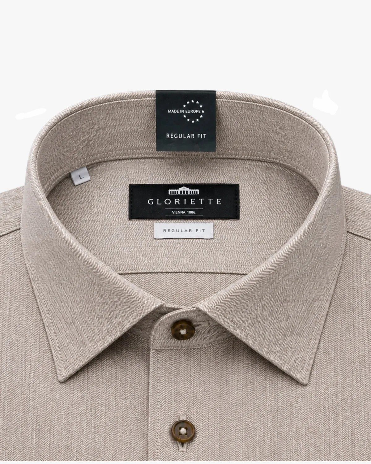 Gloriette Regular Fit Hemd Fischgrat taupe L Baumwolle