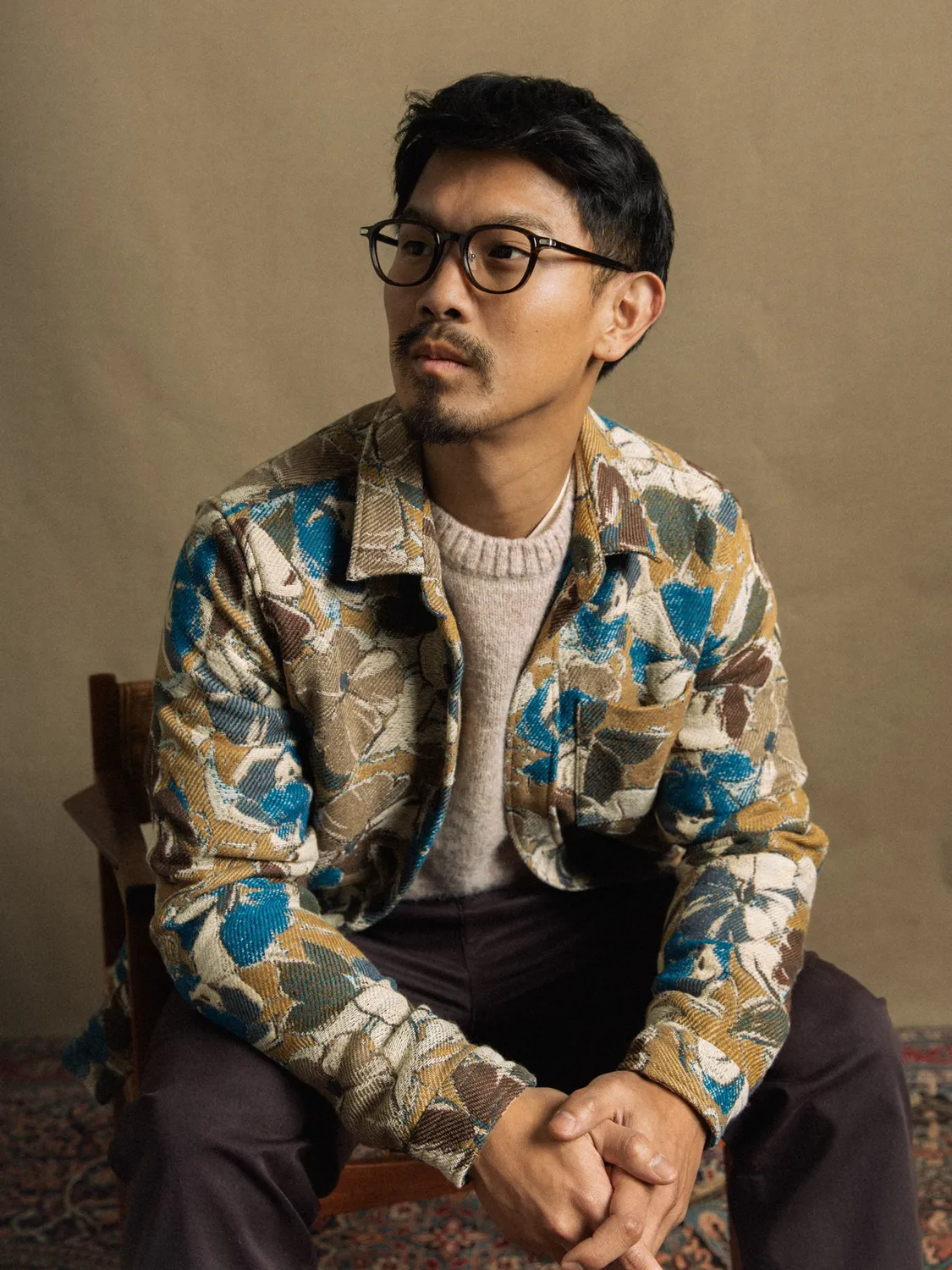 Mos Mosh MMGDavid Paint Overshirt Indigo Blue Jacquard