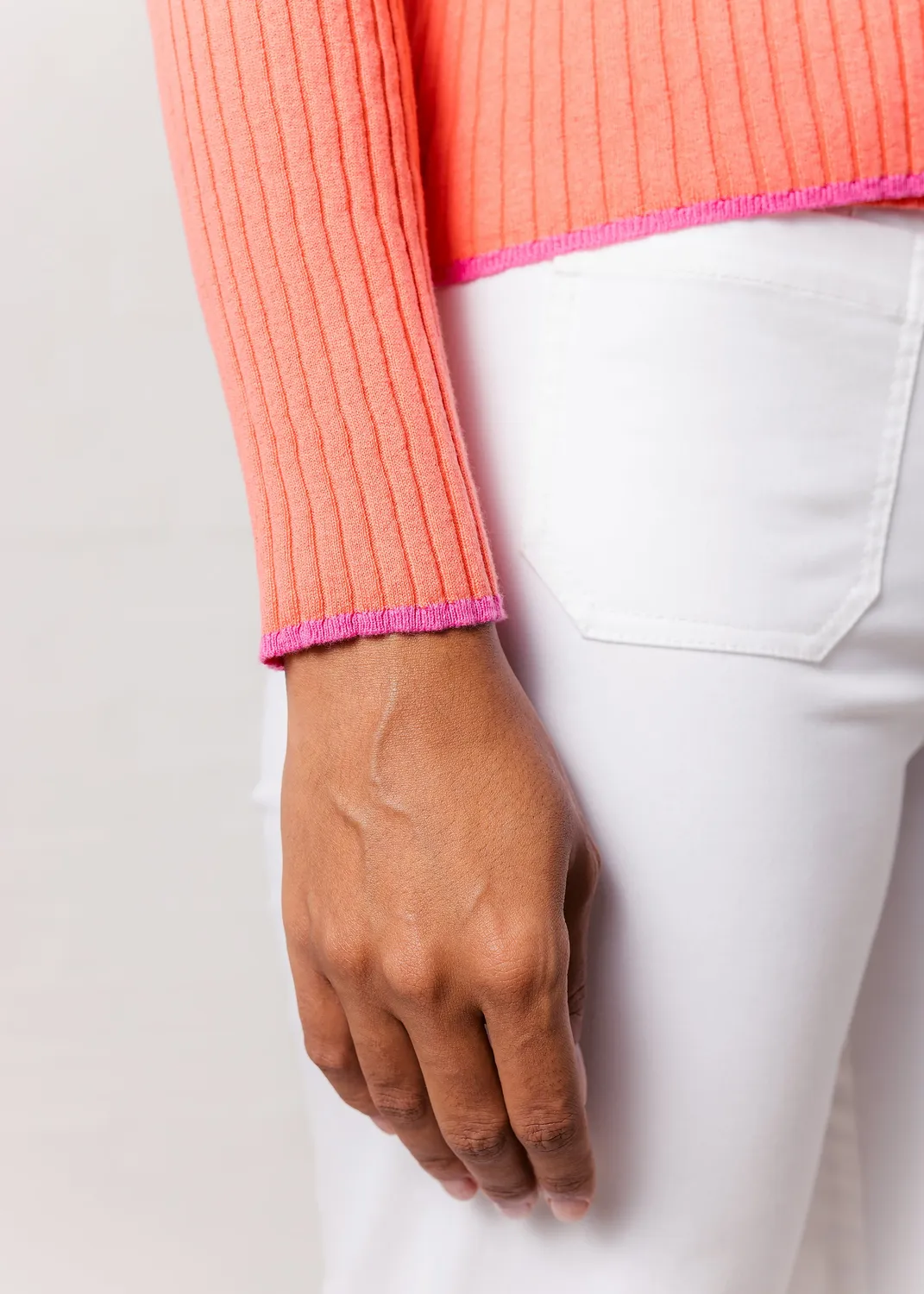 Senatex Strickjacke mit Kontrasten Bio-Baumwolle Pink Combo