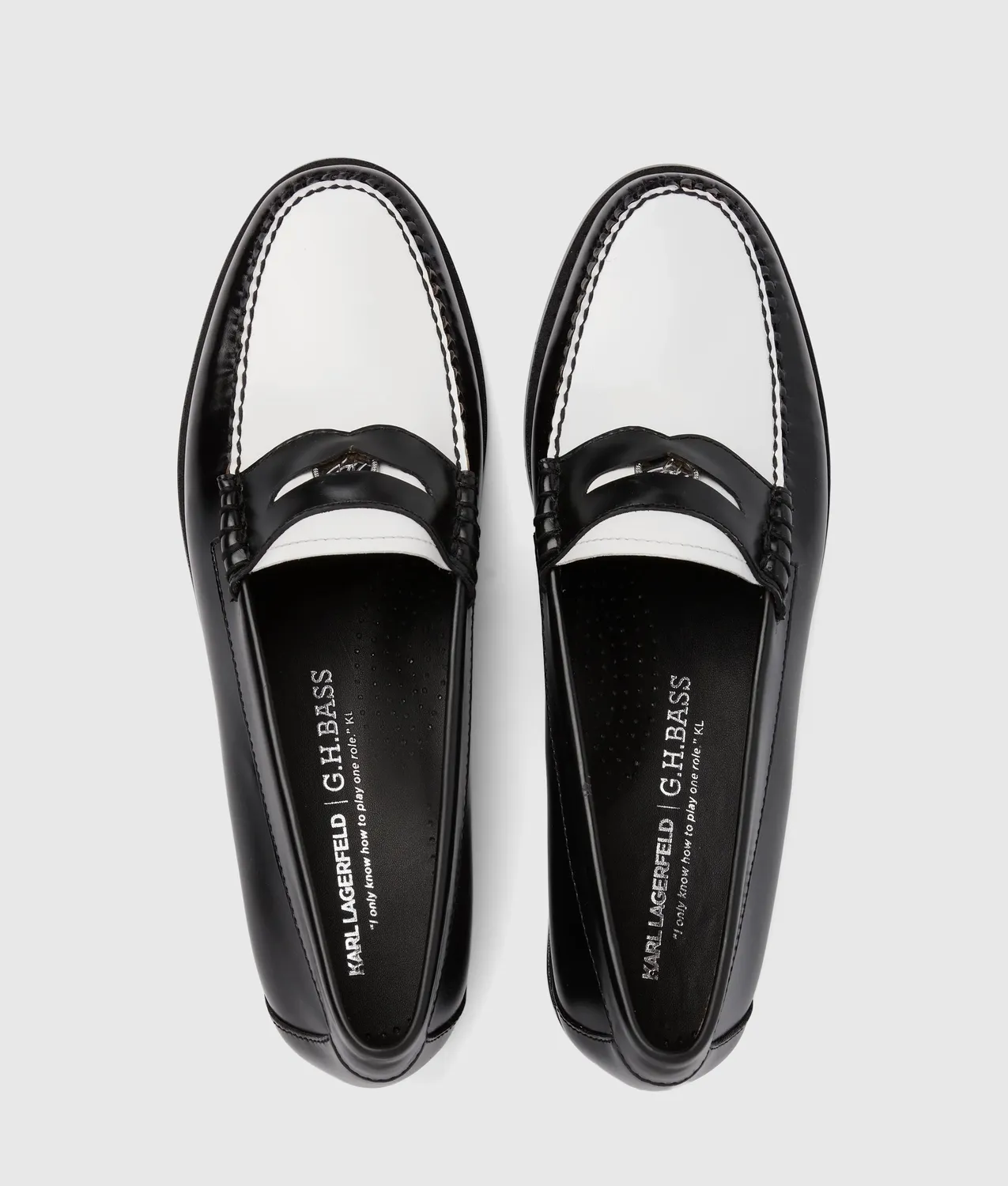 Karl Lagerfeld x Bass Penny Loafer Leder Schwarz-Weiß