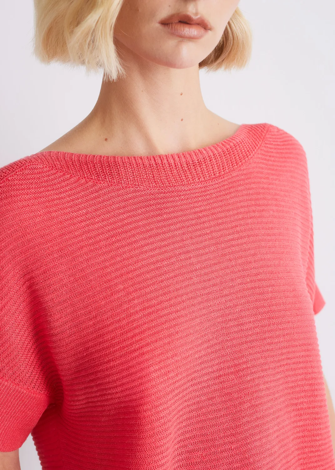 Senatex Strickshirt reines Leinen Grenadine kurzarm