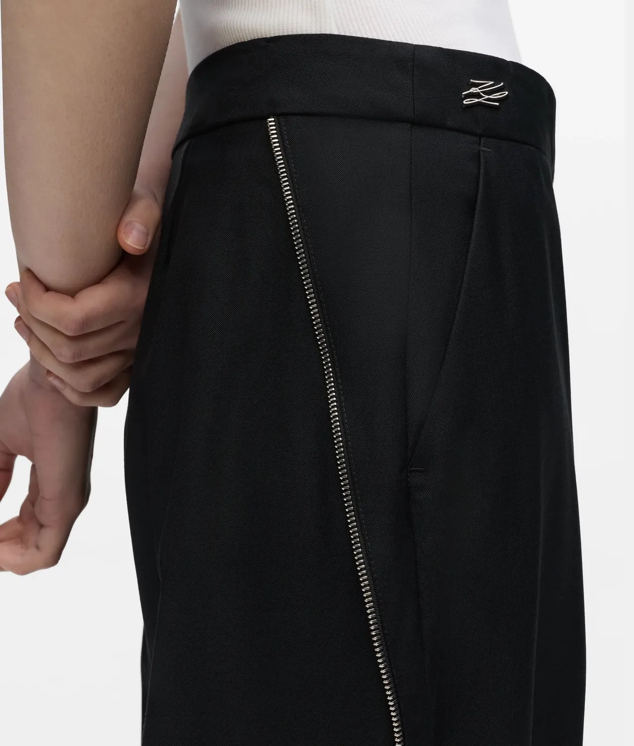 Karl Lagerfeld Barrel-Leg Zip Pants Wollmix