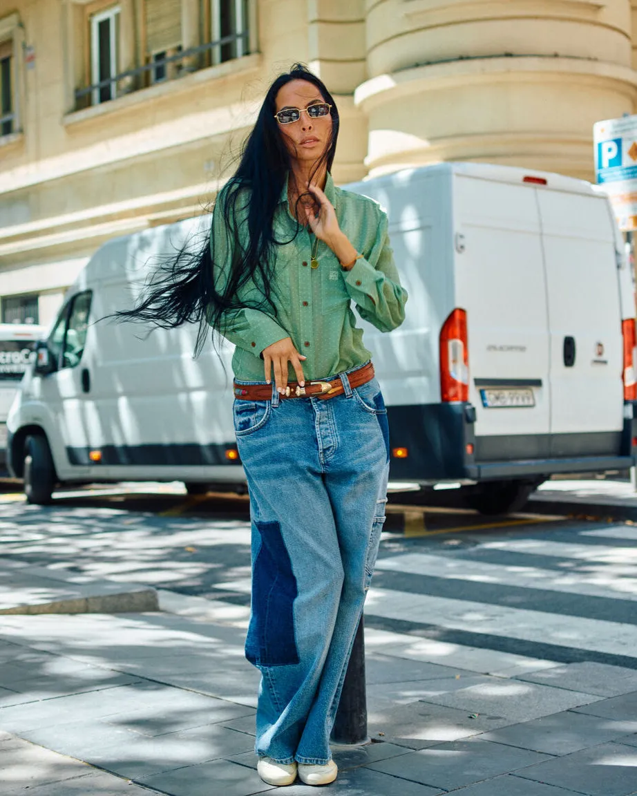 Mos Mosh MMHPure Jeans Hellblau Wide Leg Ankle