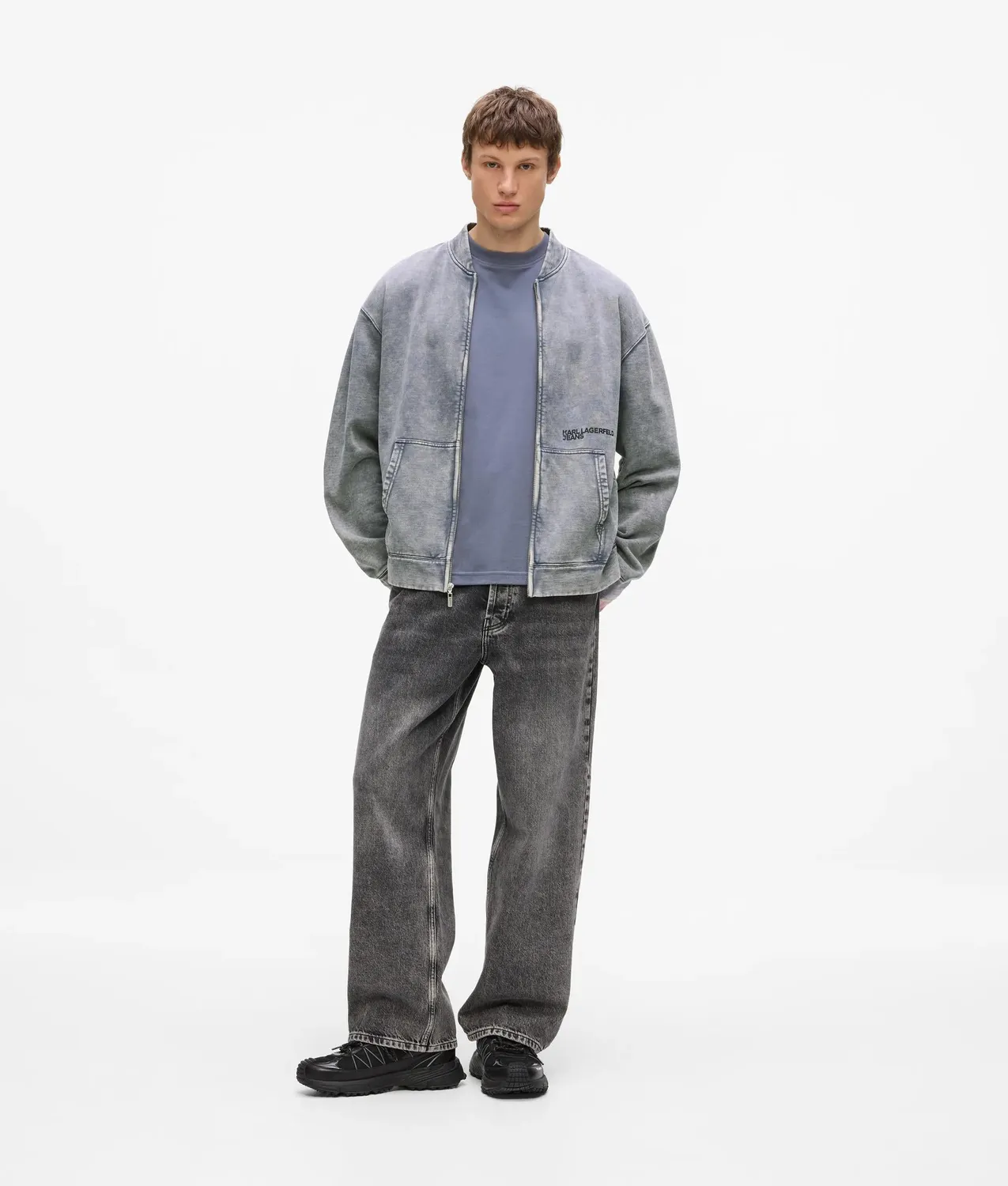 Karl Lagerfeld KL Jeans Washed Zip-Up Sweatshirt Herren