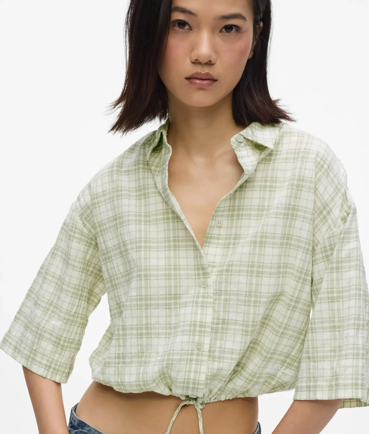 Karl Lagerfeld KL Jeans Boxy Bluse Karo Damen
