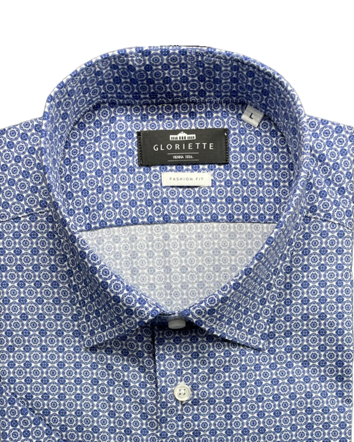Gloriette Kurzarmhemd Windsor Blau Allover Hemd Blau-Weiß
