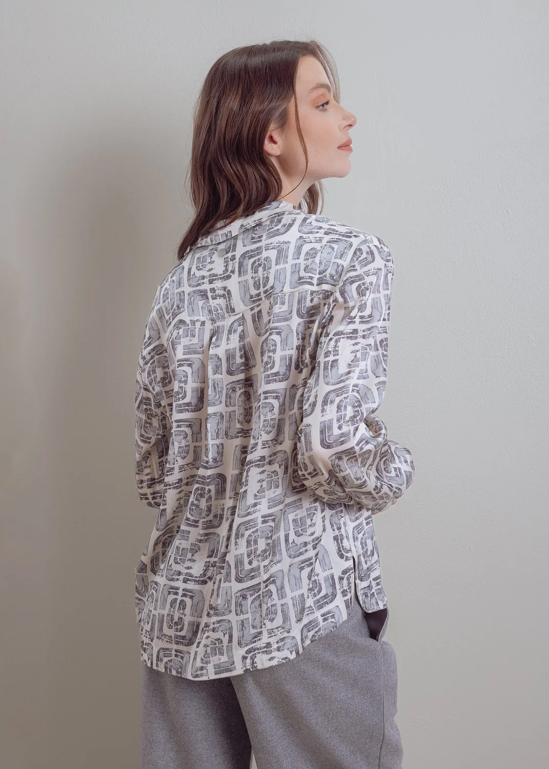 Senatex Hemdbluse Viskose-Mix Print Silver Medallion