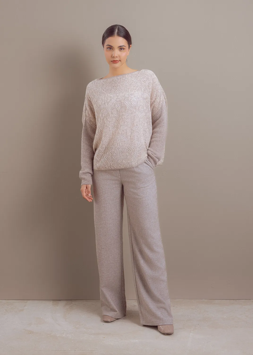 Senatex Pullover Alpaka-Merino Stone strukturiert