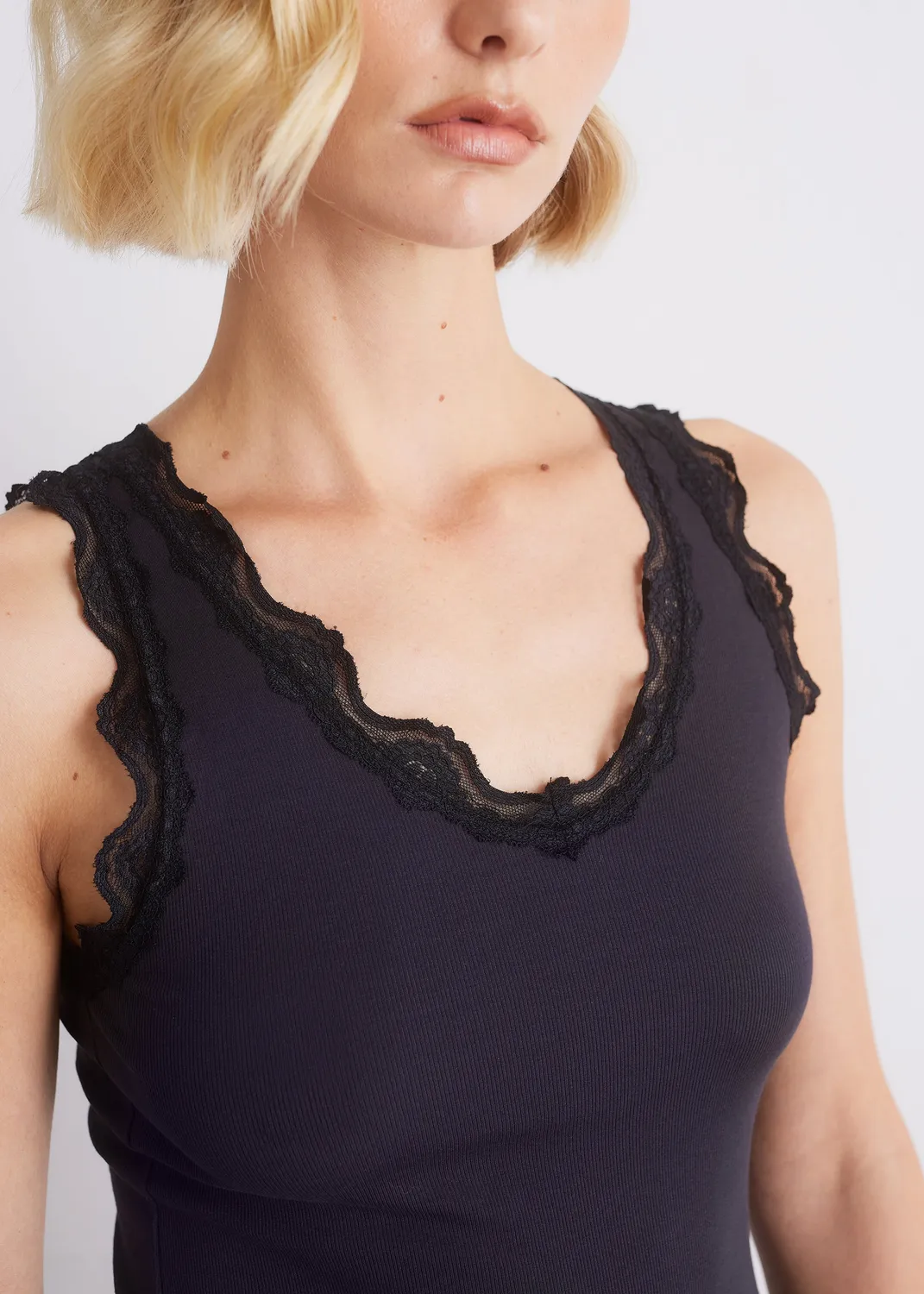 Senatex Spitzentop Viskose-Mix Top Off-White Spitze
