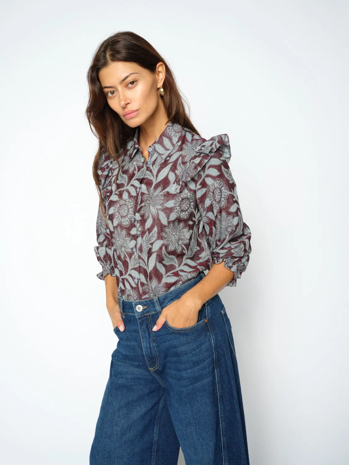 Mos Mosh MMDebby Visi Flip Bluse Port Royale Floral