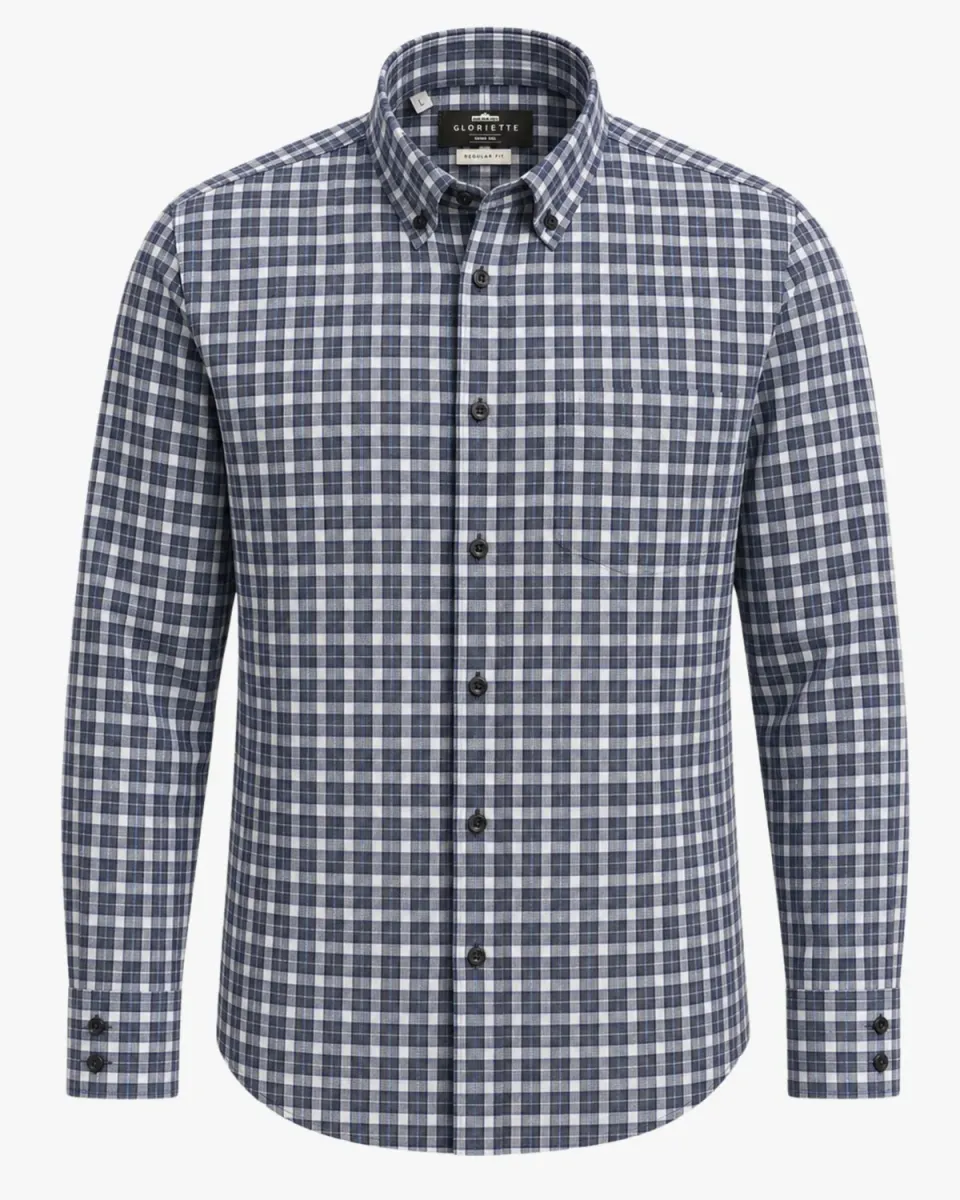 Gloriette Button-Down Karohemd Meerblau Regular Hemd Kariert