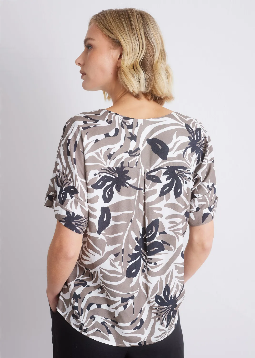 Senatex Gemusterte Bluse Viskose Tropical Shadow