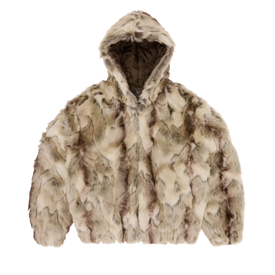 Corteiz Pelt Hooded Fur Jacke Fawn Kunstfell