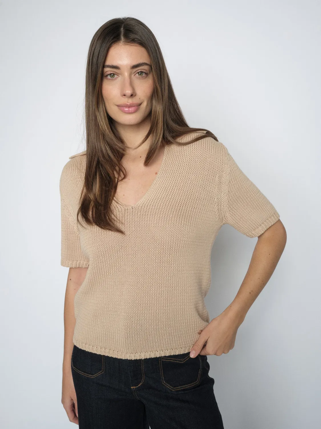 Mos Mosh MMArin Cotton Knit Stricktop Doeskin Bio-Baumwolle